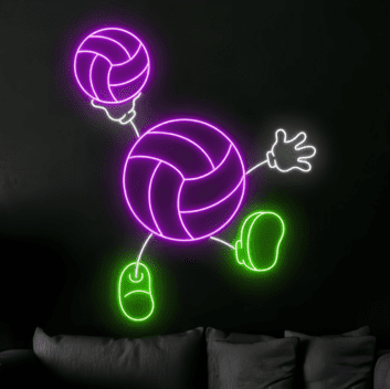 Cartoon Volleyball Player LED Neon Sign