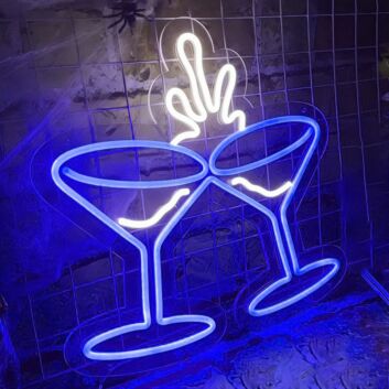 Clinking Wine Glasses Neon Light