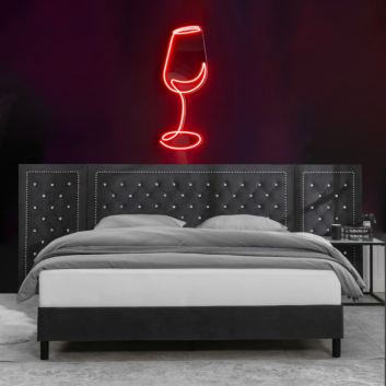 Sophisticated Elegant Wine Glass Neon Light