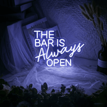 Inviting THE BAR IS Always OPEN Neon Light