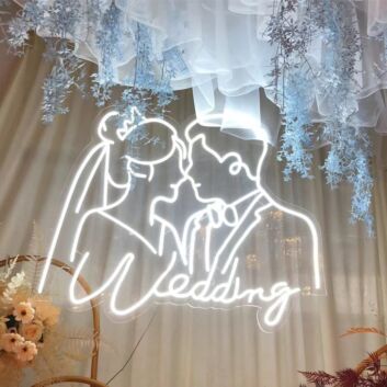 Customize Romantic Wedding Couple Kissing Portrait Neon Sign