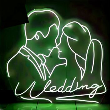 Customize Wedding Romantic Kissing Couple Portrait Neon Sign