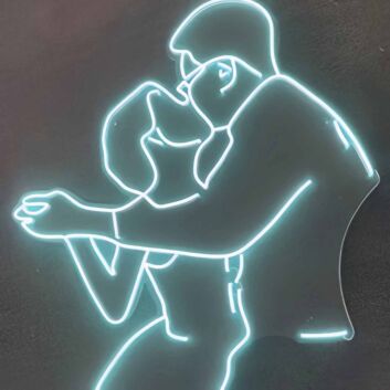 Romantic Wedding Couple Holding Hands and Kissing Neon Sign