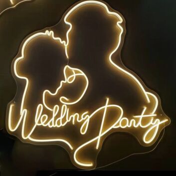 Customize Wedding Party Romantic Kissing Couple Portrait Neon Sign