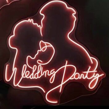 Customize Wedding Party Romantic Kissing Couple Portrait Neon Sign