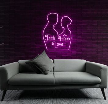 Customize FAITH HOPE LOVE Wedding Decor Neon Sign
