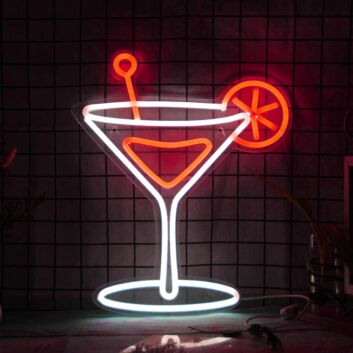 Elegant Cocktail Glass Neon Light