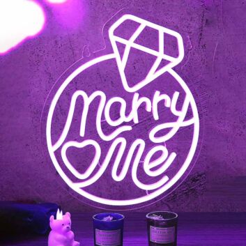 Marry Me Diamond Ring Neon Sign