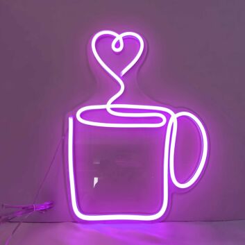 Heart Coffee Cup Neon Sign