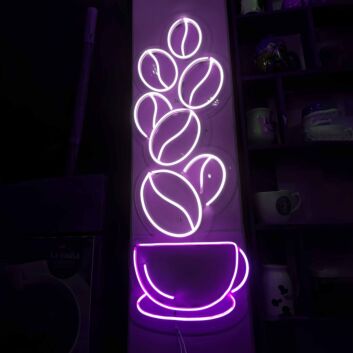 Coffee Beans and Cup Neon Sign