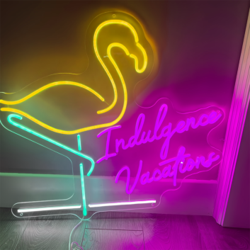 Customize Indulgence Vacations Flamingo Neon Sign