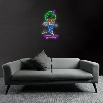 Skateboarding Ice Cream Neon Sign