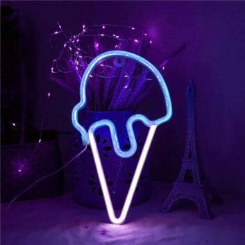 Joyful Ice Cream Scoop Cone Summer Neon Sign