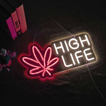 High Life Cannabis Leaf LED Neon Sign