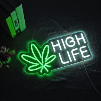 High Life Cannabis Leaf LED Neon Sign