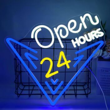 Customize 24 Hours Open Neon Sign