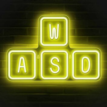 Gaming Keyboard Keys Neon Sign