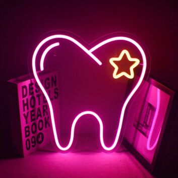 Tooth with Star LED Neon Sign
