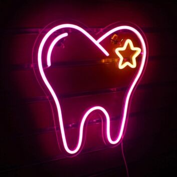 Tooth with Star LED Neon Sign