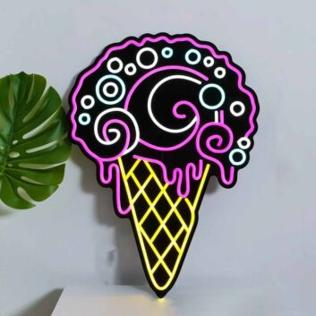 Oversized Summer Ice Cream  Black Backsplash Neon