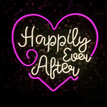 Happily Ever After Heart Wedding Decor Neon Sign