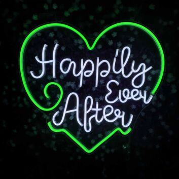 Happily Ever After Heart Wedding Decor Neon Sign