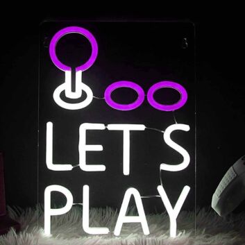 Classic Retro Arcade Joystick Let’s Play Game Neon Sign