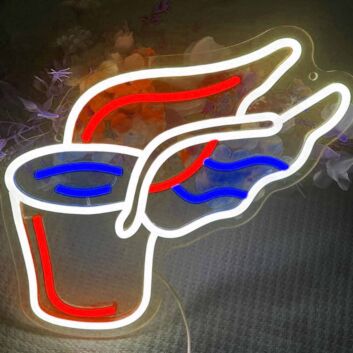 Winged Coffee Cup Neon Sign