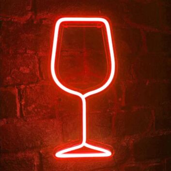 Minimalist Wine Glass Bar Neon Sign