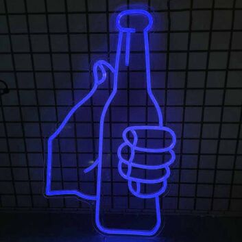 Celebratory Toast with Bottles Bar Neon Sign