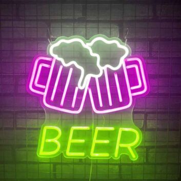 Customize Beer Toasting Celebration Neon Sign