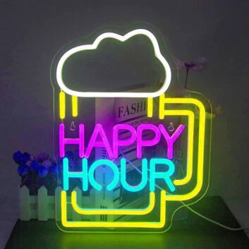 Customize Happy Hour Beer Celebration Time Neon Sign