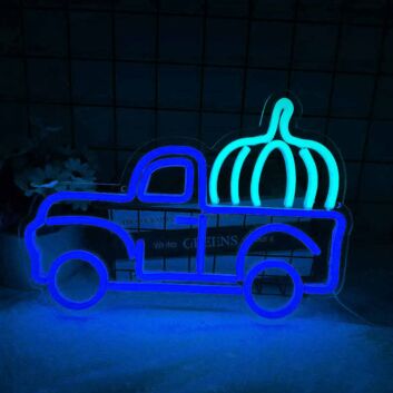 Pumpkin Pickup Truck LED Neon Sign