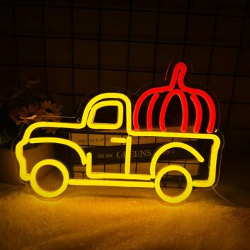 Pumpkin Pickup Truck LED Neon Sign