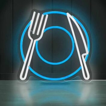 Elegant Western Restaurant Cutlery Neon Sign