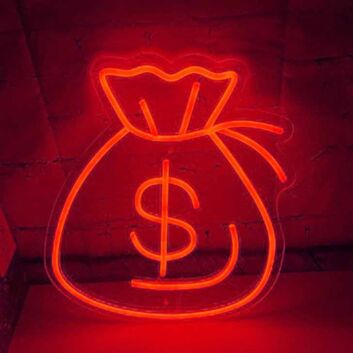 Vibrant Money Bag Neon Sign