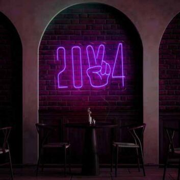 2024 Victory Pose Vibrant Neon Sign