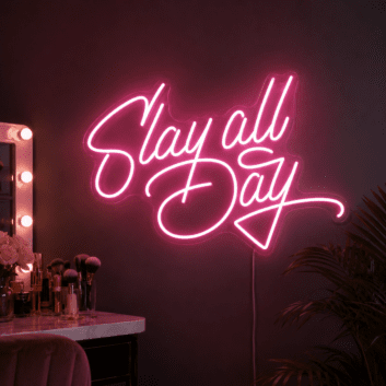 Slay All Day Neon Sign Motivational LED Wall Art for Gyms and Studios