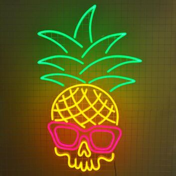 Tropical Pineapple Skull Neon Sign for Unique and Edgy Decor