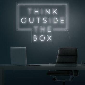 Think Outside The Box Neon Sign for Inspirational and Creative Spaces