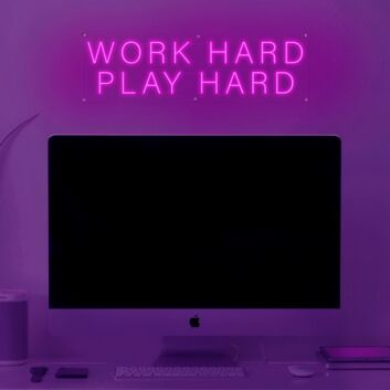 Work Hard Play Hard Neon Sign for Motivational and Inspirational Spaces