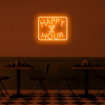 Happy Hour Neon Sign for Bars and Social Spaces