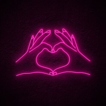 Heart Hand Neon Sign for Loving and Positive Spaces