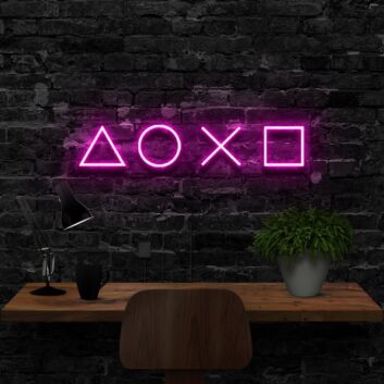 Playstation Controls Neon Sign for Gamers and Entertainment Spaces