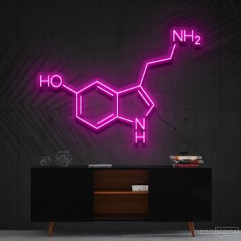 Serotonin Molecule Neon Sign for Science and Chemistry Lovers