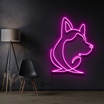 Siberian Husky Face Neon Sign for Dog Lovers and Pet Spaces