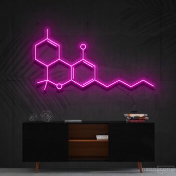 Thc Molecule Neon Sign for Science and Cannabis Enthusiasts