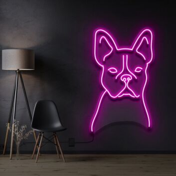 French Bulldog Line Art Neon Sign for Dog Lovers and Artistic Decor