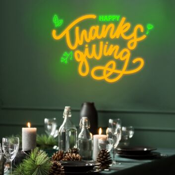 Happy Thanksgiving Neon Sign for Festive and Celebratory Spaces