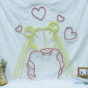 Sailor Moon Hearts Neon Sign for Anime Fans